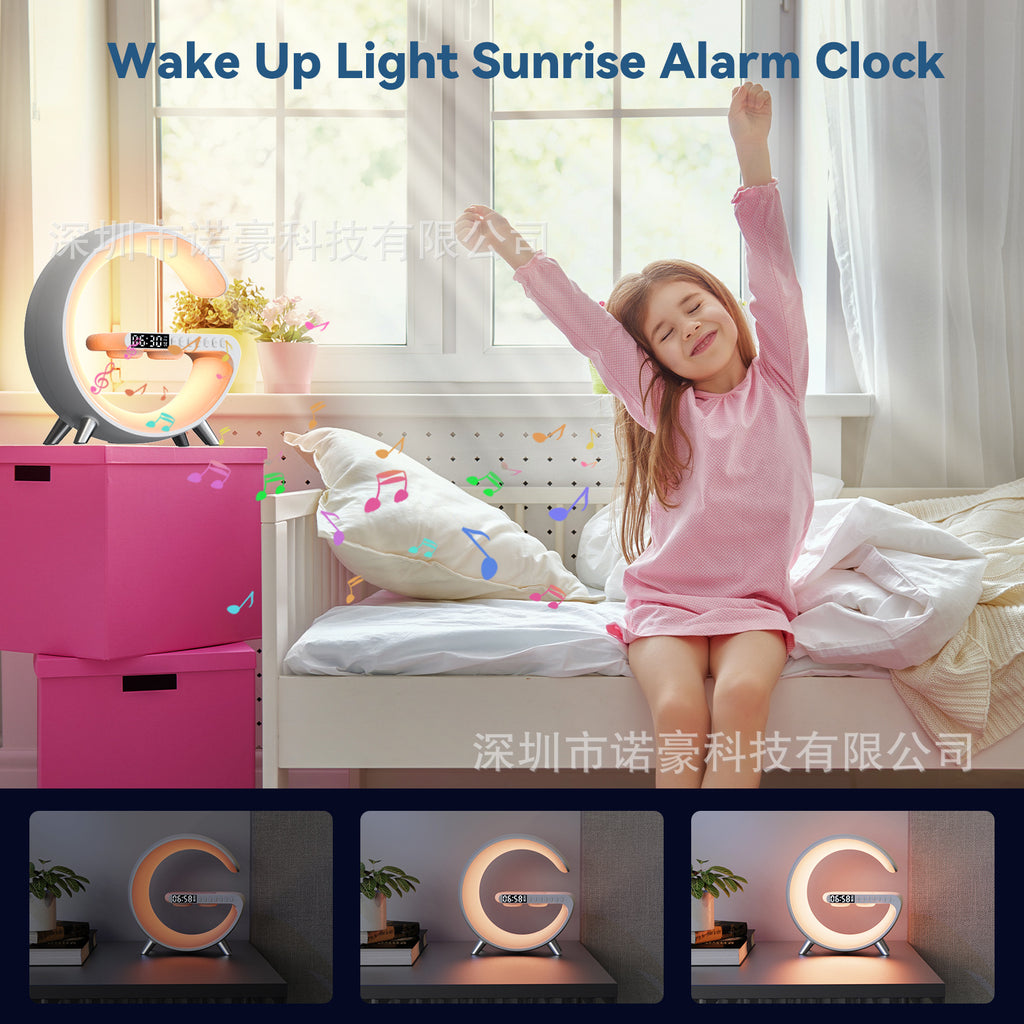 Explosive smart bluetooth speaker atmosphere light wireless charging night light sunrise wake-up light music rhythm atmosphere light