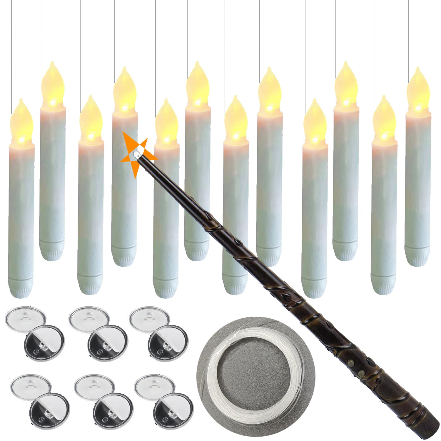 Cross-border hot selling suspended magic wand candle light Halloween scene home led remote control electronic candle