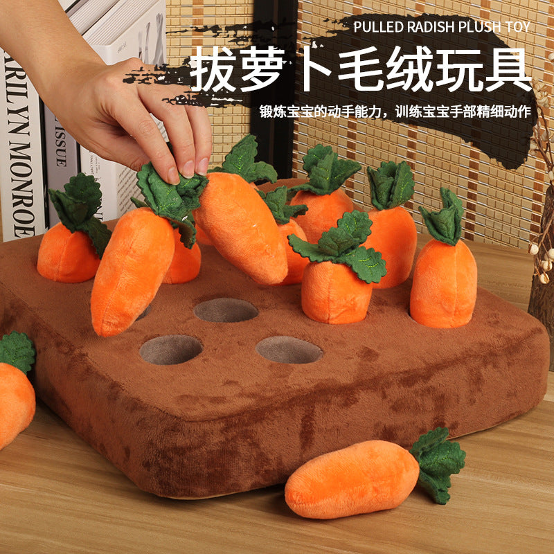 Cross-border popular internet celebrity pet chewing doll creative carrot-pulling plush toy children parent-child interactive vegetable patch