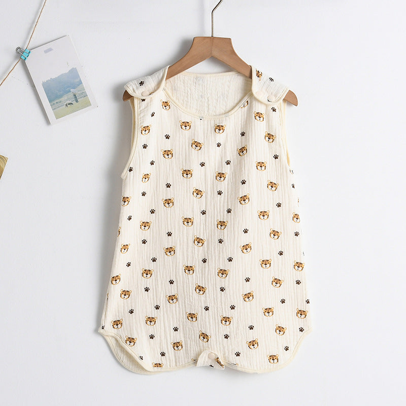 Newborn baby sleeping bag baby gauze sleeping bag children spring and summer thin anti-kick quilt four seasons universal children's pajamas