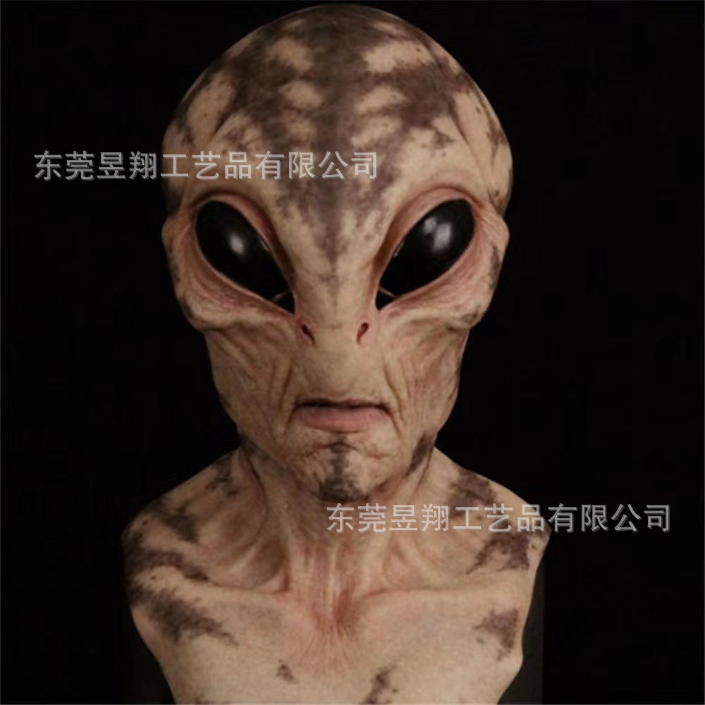 Alien mask latex hood Halloween UFO horror mask green hood cross-border new product