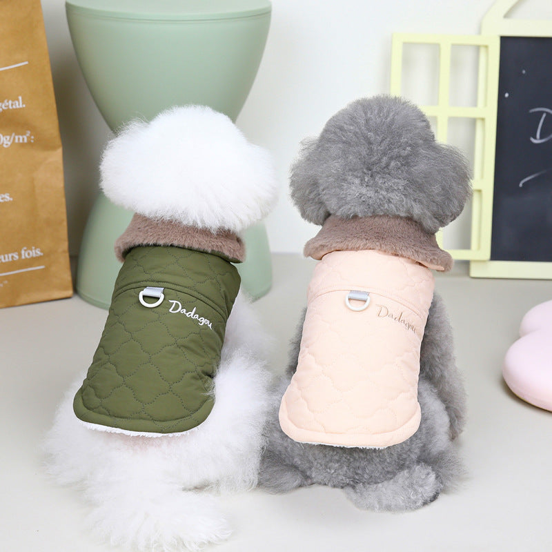 Pet clothing dog clothes autumn and winter new vest cat puppy pet clothes 22 fur collar three-color cotton coat