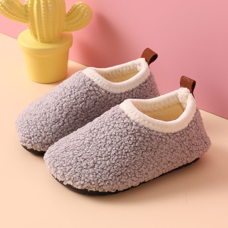 Plush children's men and women's floor socks shoes baby non-slip bottom thickened autumn and winter new cotton shoes indoor home cotton slippers