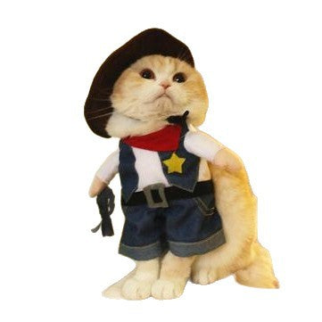 Funny dog and cat clothes, funny knife-holding Samoyed cute Bichon creative pet Teddy French bulldog spoof