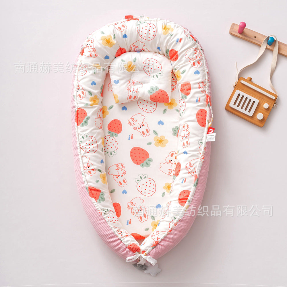 Hemei honeycomb breathable detachable and washable portable baby bed mid-bed bionic baby nest baby pillow travel baby bed