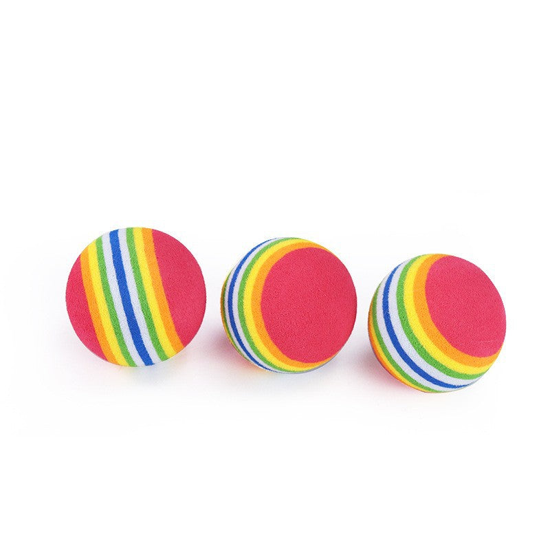 Rainbow toy ball cat solid elastic ball pet supplies kitten puppy ball toy cat ball EVA floating water