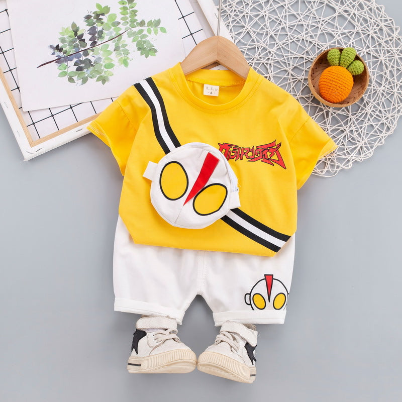 2023 children's clothing summer new style children's clothing boys baby infant suit T-shirt short-sleeved two-piece suit Korean version cross-border