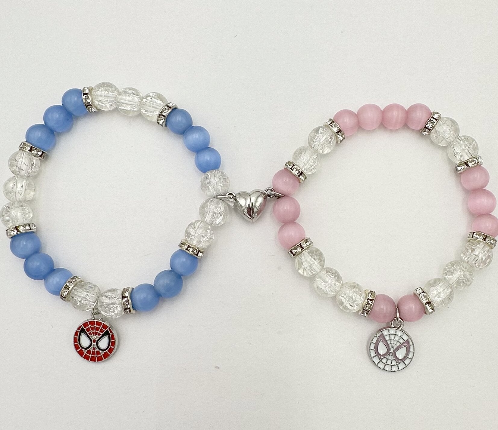 Cross-border hot selling Halloween spider love magnetic attraction bracelet beaded elastic adjustable couple holiday bracelet