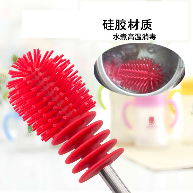 Spot silicone household long handle cup brush silicone bottle brush baby bottle brush long handle water cup cleaning brush brush