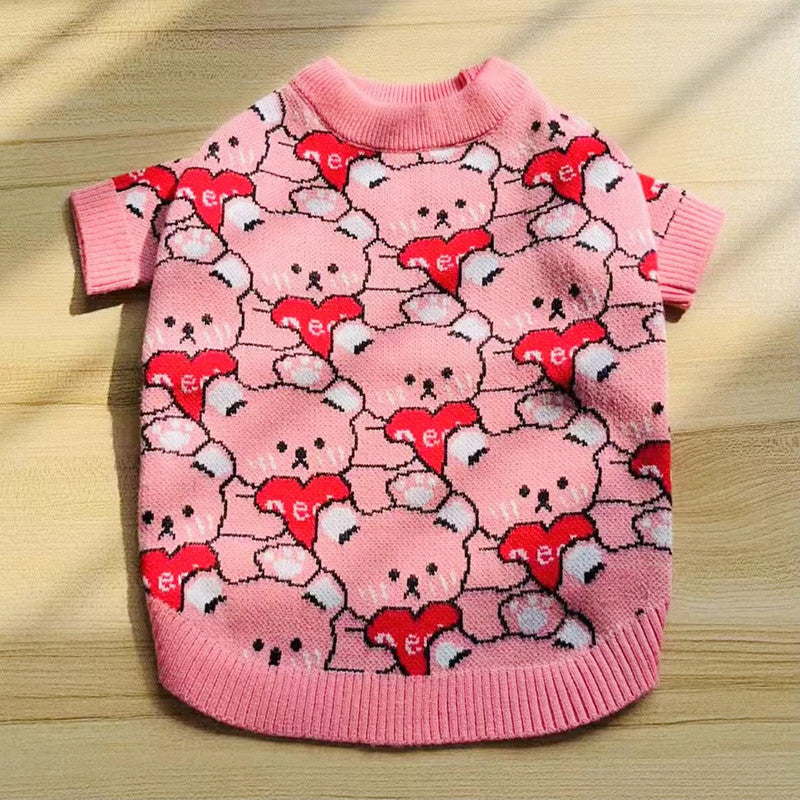 Autumn and winter trendy new knitted pet sweaters cross-border hot-selling cats and dogs warm and comfortable clothes Teddy clothing