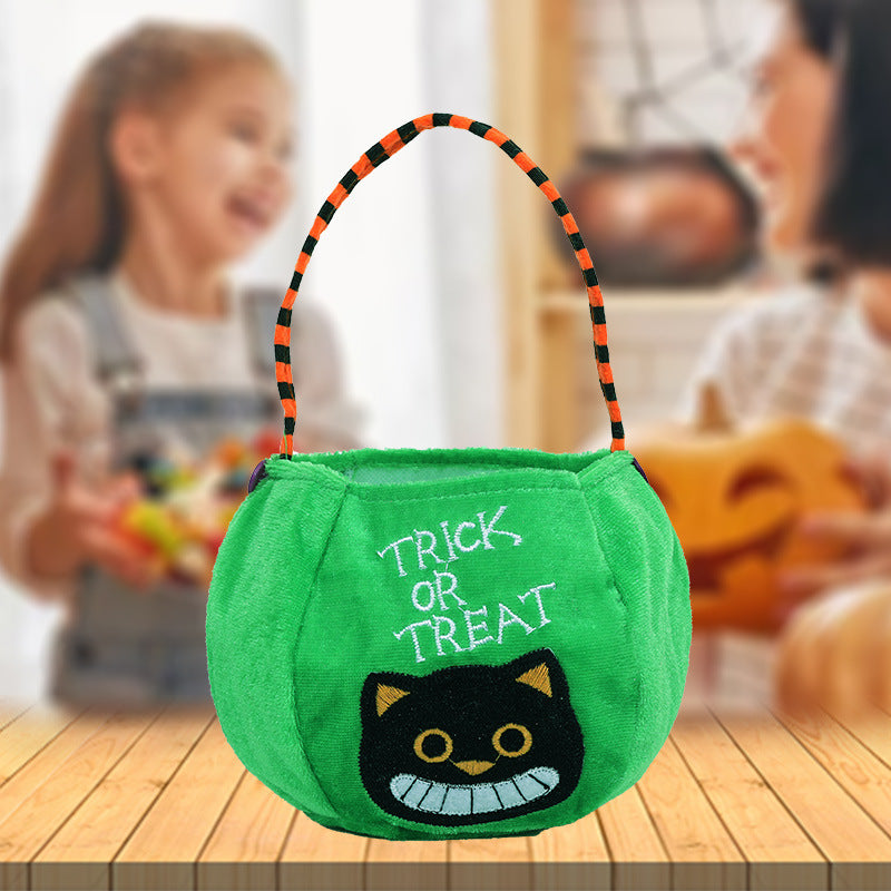 Qiaoding's new Halloween decoration supplies hooded round tote bag Ghost Festival children's candy gift bag pumpkin bag