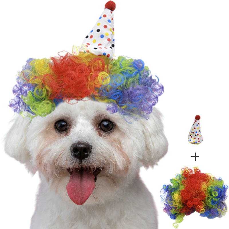 Factory direct sales cross-border pet hot-selling pet wigs dog wigs Halloween pet accessories curly hair straight hair