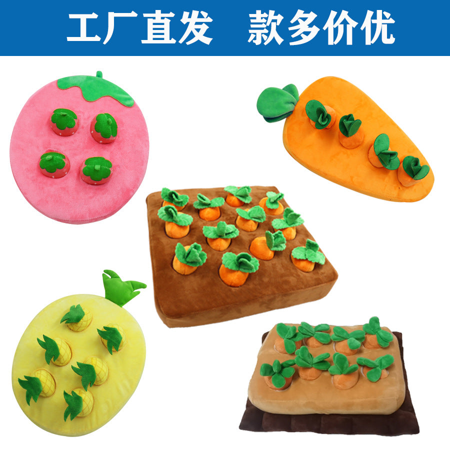 Cross-border radish pulling plush toy pet chewing toy fruit and vegetable field picking mushroom eggplant field parent-child doll