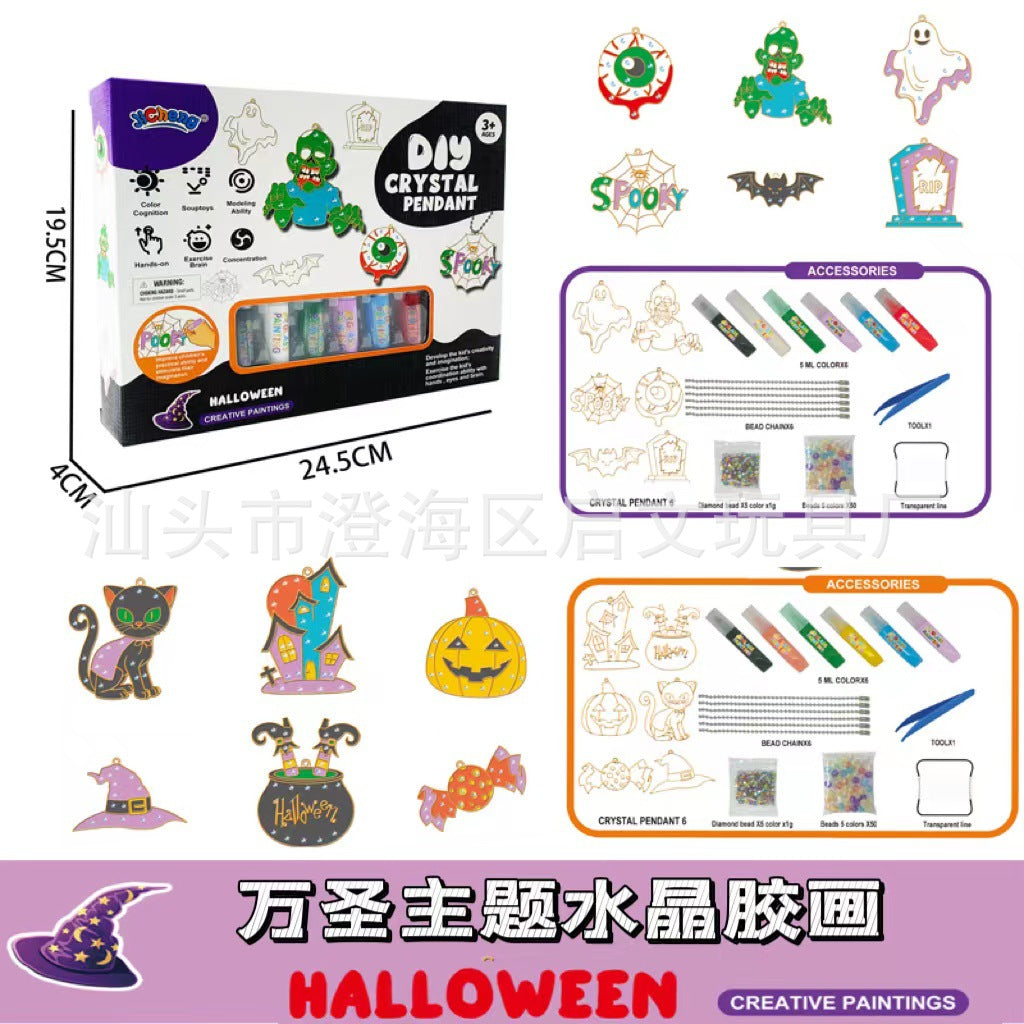 Children's baking-free glue painting crystal glue painting DIY Guka coloring pendant Christmas Halloween children's gift wholesale
