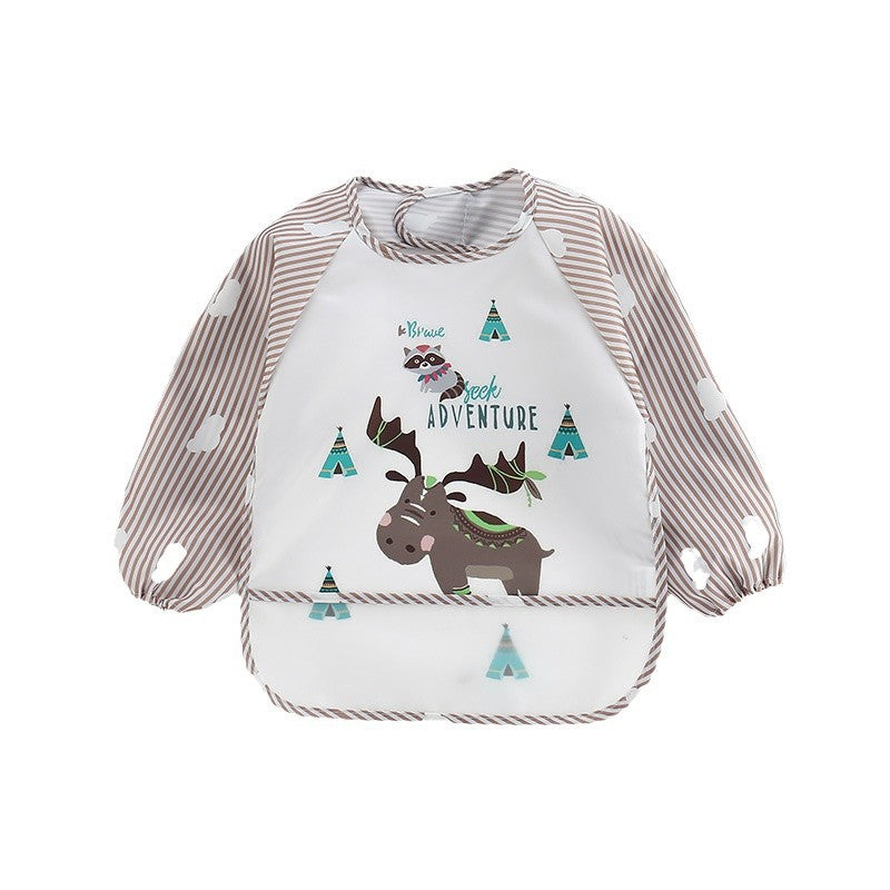 New baby rice clothes baby waterproof long-sleeved striped reverse wear clothes for boys and girls cartoon disposable bibs bibs upside down