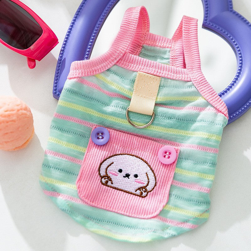 Three-dimensional small flower traction sling spring and summer thin dog clothes Teddy Yorkshire terrier small puppy pet clothes