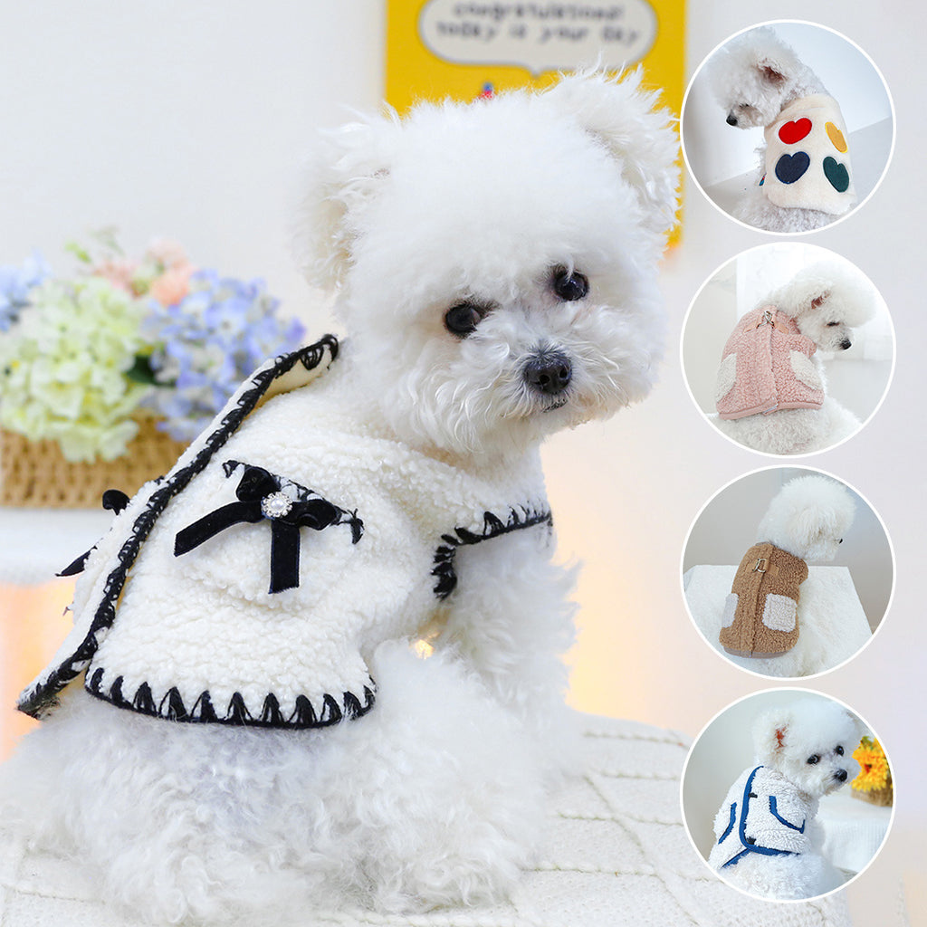 Spot cross-border hot-selling pet puppy and cat clothes source factory autumn and winter new lambskin fragrance vest