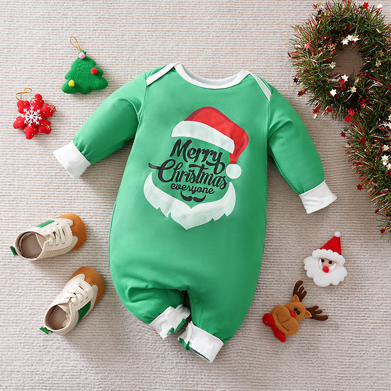 Autumn and winter Christmas baby jumpsuit baby clothes long-sleeved newborn crawling clothes baby Christmas clothing cross-border