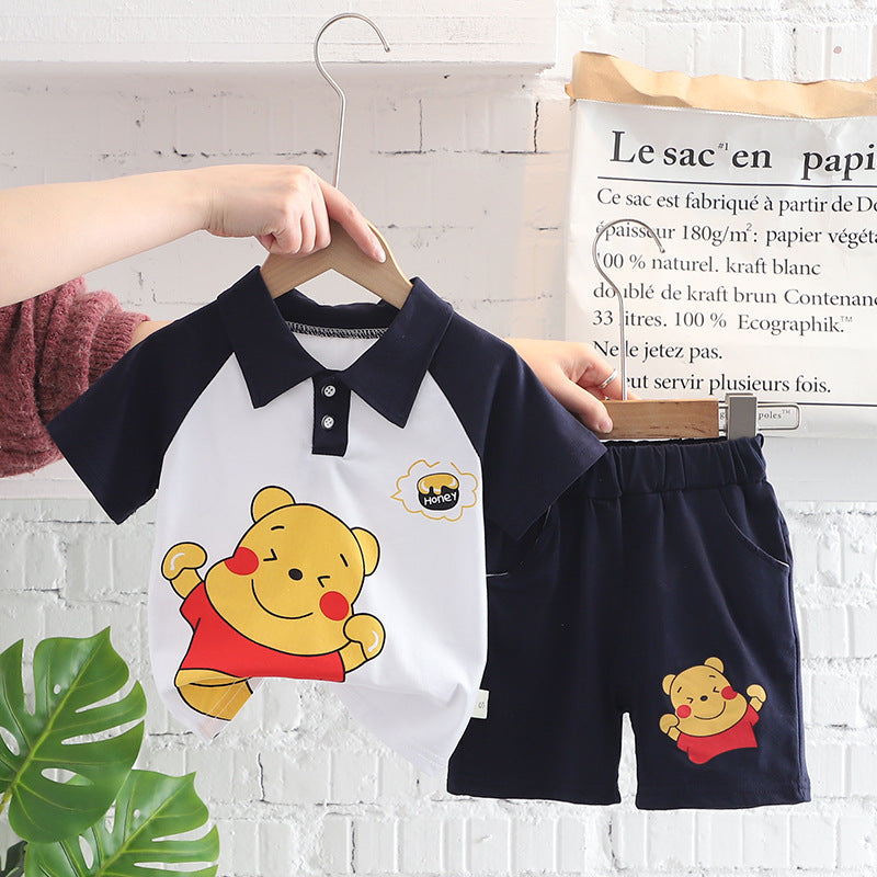 2023 children's clothing summer new style children's clothing boys baby infant suit T-shirt short-sleeved two-piece suit Korean version cross-border