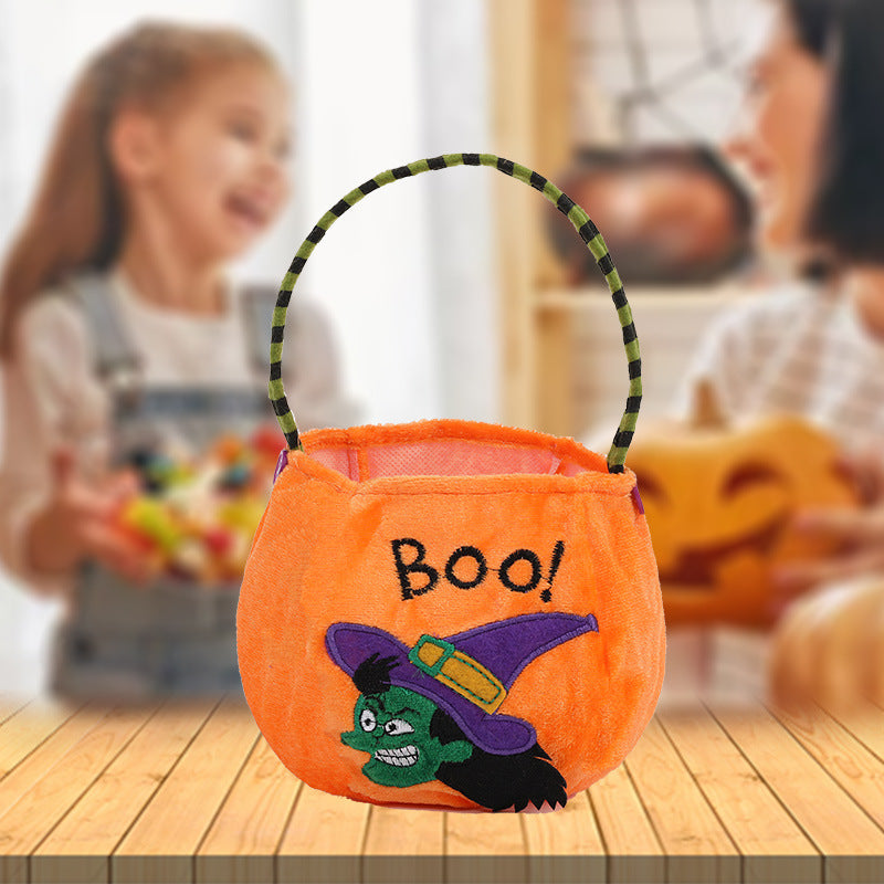 Qiaoding's new Halloween decoration supplies hooded round tote bag Ghost Festival children's candy gift bag pumpkin bag