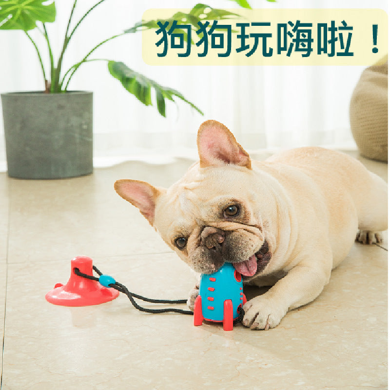 Amazon new product Rocket dog toy Single suction cup Leaking dog chew toy Chew-resistant tooth-cleaning bone pet toy