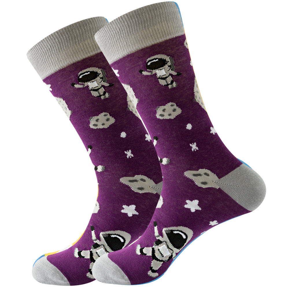 Original design Amazon autumn and winter animal socks astronaut men's socks geometric women's socks Halloween mid-calf socks