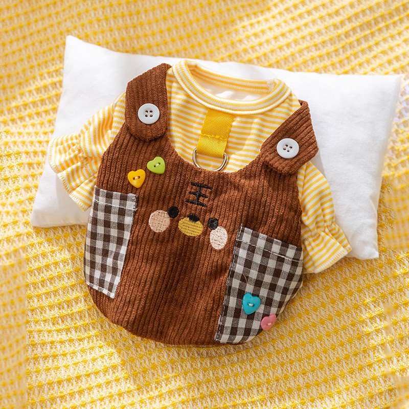 New autumn and winter Korean version dog cute cartoon small and medium-sized dog bear sweatshirt cat Teddy pet dog clothes