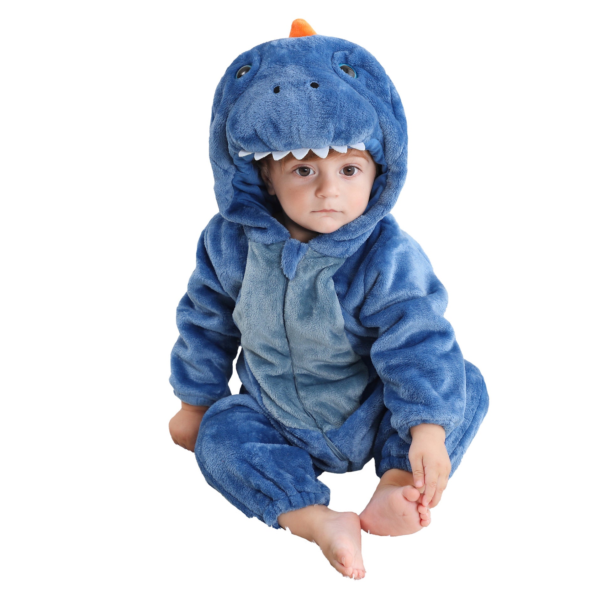 michley new children's flannel crawling clothes infant jumpsuit baby pajamas cross-border dinosaur jumpsuit