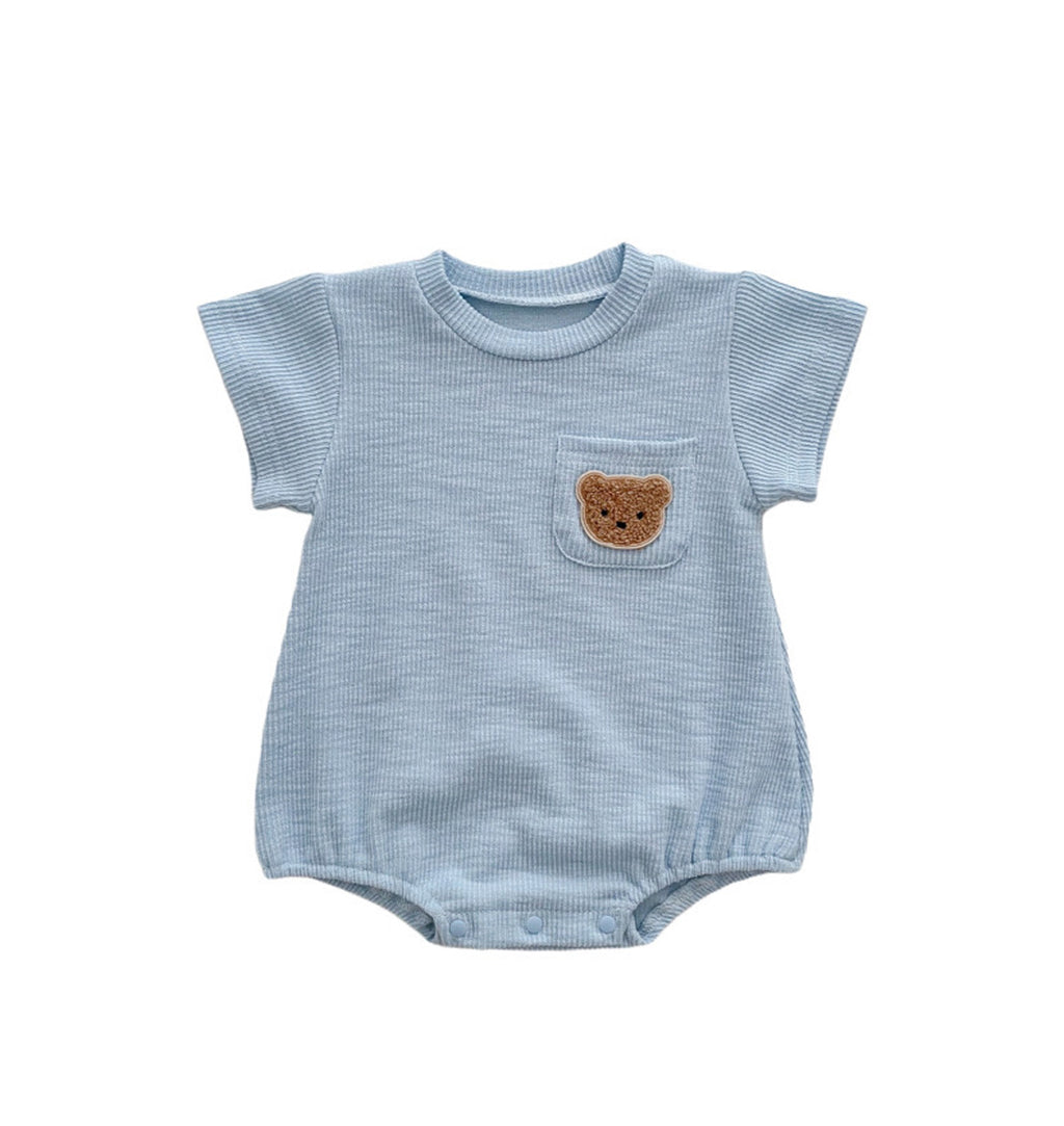 2023 baby summer clothes, newborn male and female baby onesies, bear bag fart clothes, short-sleeved triangle harem clothes, crawling clothes