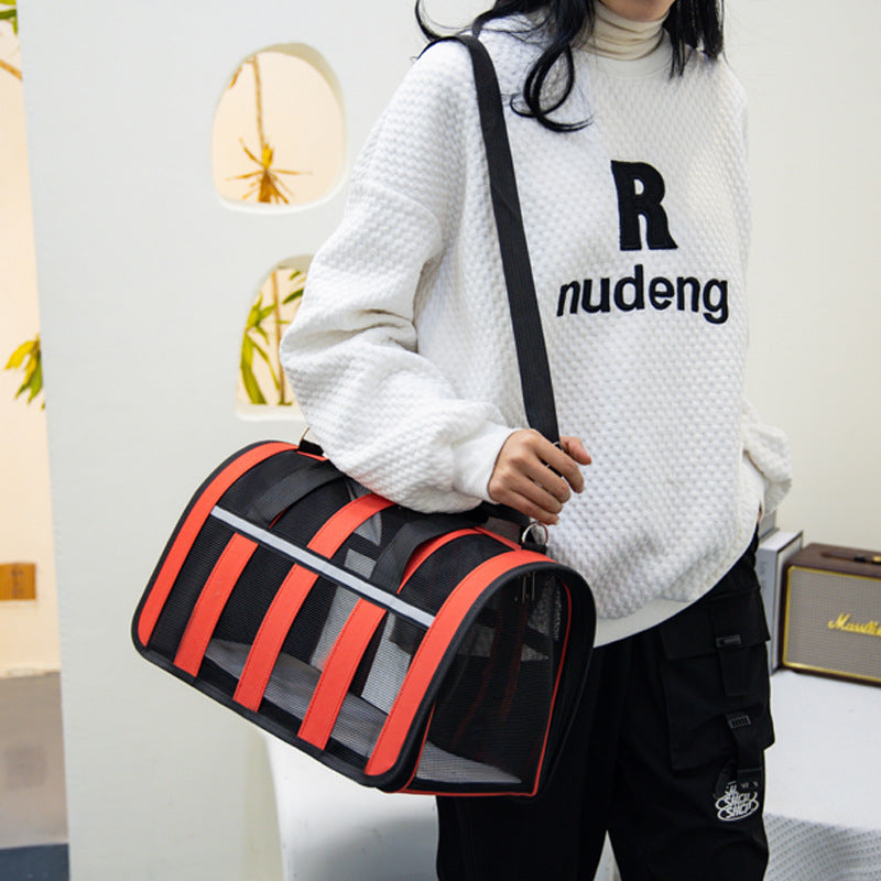 Cat Bag Large Capacity Wholesale Messenger Outgoing Pet Breathable Portable Dog Backpack Handheld Foldable One Shoulder Dog Bag