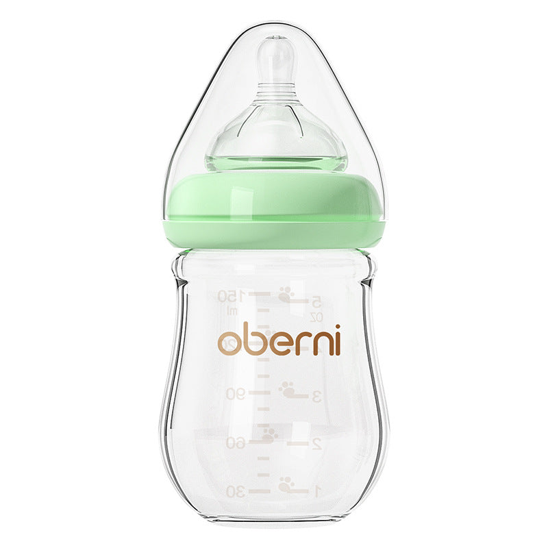 Oubani 150ML newborn glass bottle wide-mouth anti-choking and anti-flatulence baby bottle infant 0-6 months