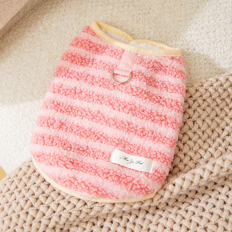 Thickened autumn and winter puppy dog clothes vest Teddy Bichon small dog can be pulled warm cat pet clothing