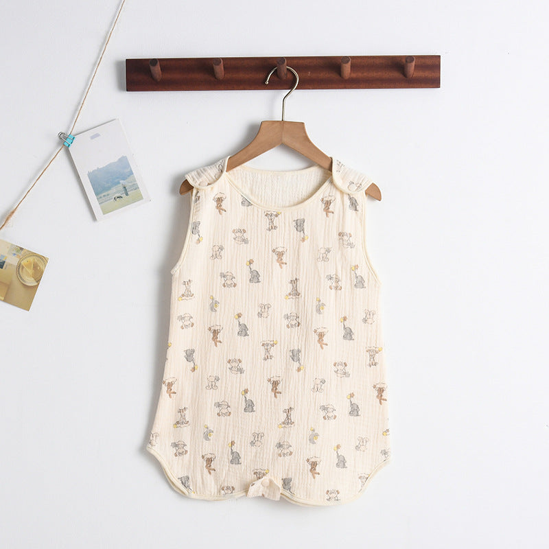 Newborn baby sleeping bag baby gauze sleeping bag children spring and summer thin anti-kick quilt four seasons universal children's pajamas
