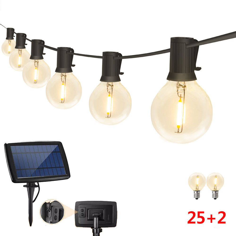 Cross-border supply g40 solar light string wholesale retro outdoor camping atmosphere light string Halloween decoration light string