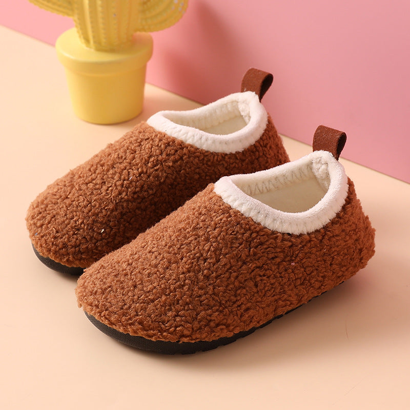 Plush children's men and women's floor socks shoes baby non-slip bottom thickened autumn and winter new cotton shoes indoor home cotton slippers