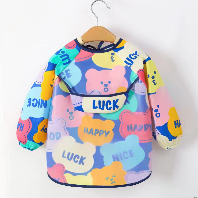 Children's pure cotton coveralls spring and summer short-sleeved and long-sleeved aprons baby A-type bibs 1-3 years old thin baby bibs