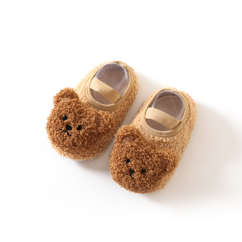 Floor socks baby shoes autumn and winter children's boys plus velvet thick non-slip soft sole toddler home pure cotton newborn