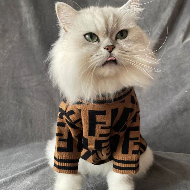 Autumn and winter trendy new knitted pet sweaters cross-border hot-selling cats and dogs warm and comfortable clothes Teddy clothing