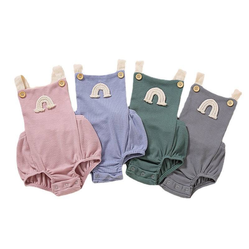 Sleeveless concealed buckle general male and female baby onesies spot cotton non-hooded triangle climbing