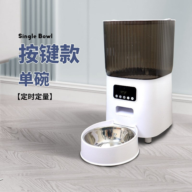 Smart automatic pet feeder with timed and quantitative feeding function, remote control, double bowl for cat and dog food, wholesale