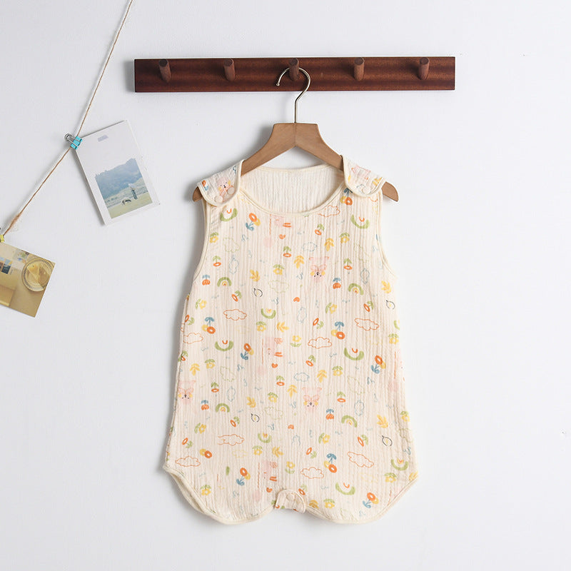 Newborn baby sleeping bag baby gauze sleeping bag children spring and summer thin anti-kick quilt four seasons universal children's pajamas