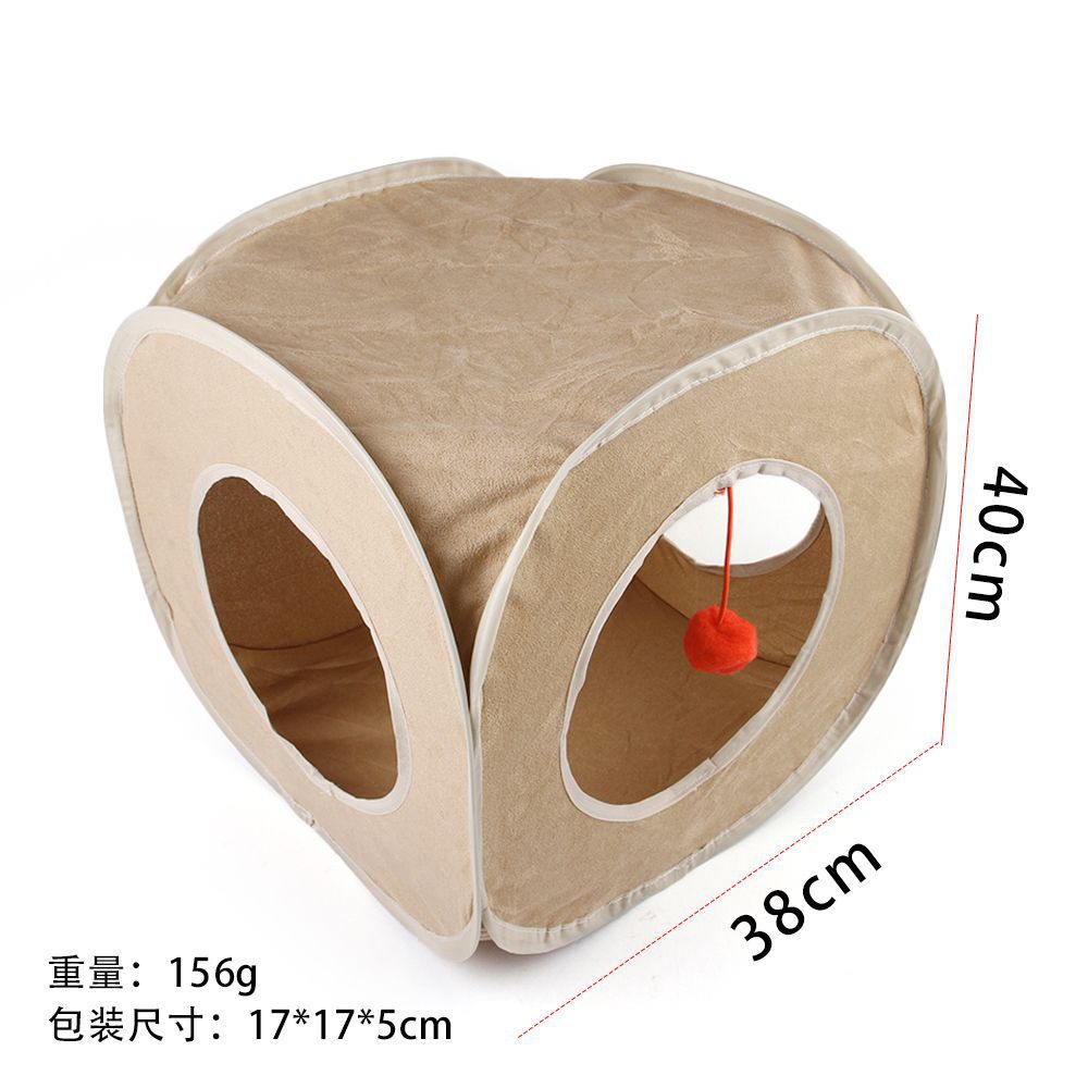 Plush pet cat tunnel cat rattle paper rolling dragon drilling hole foldable suede cat channel cat toy