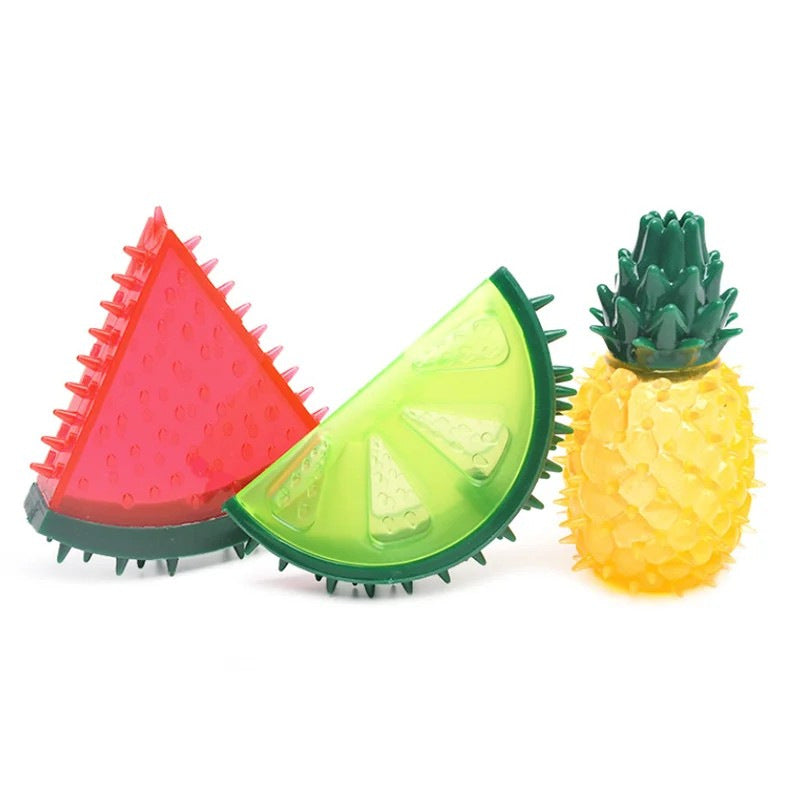 Pet Toys Dog Teething Sound Toys Pet Watermelon Pineapple TPR Anti-Bite Fruit Frozen Dog Toy