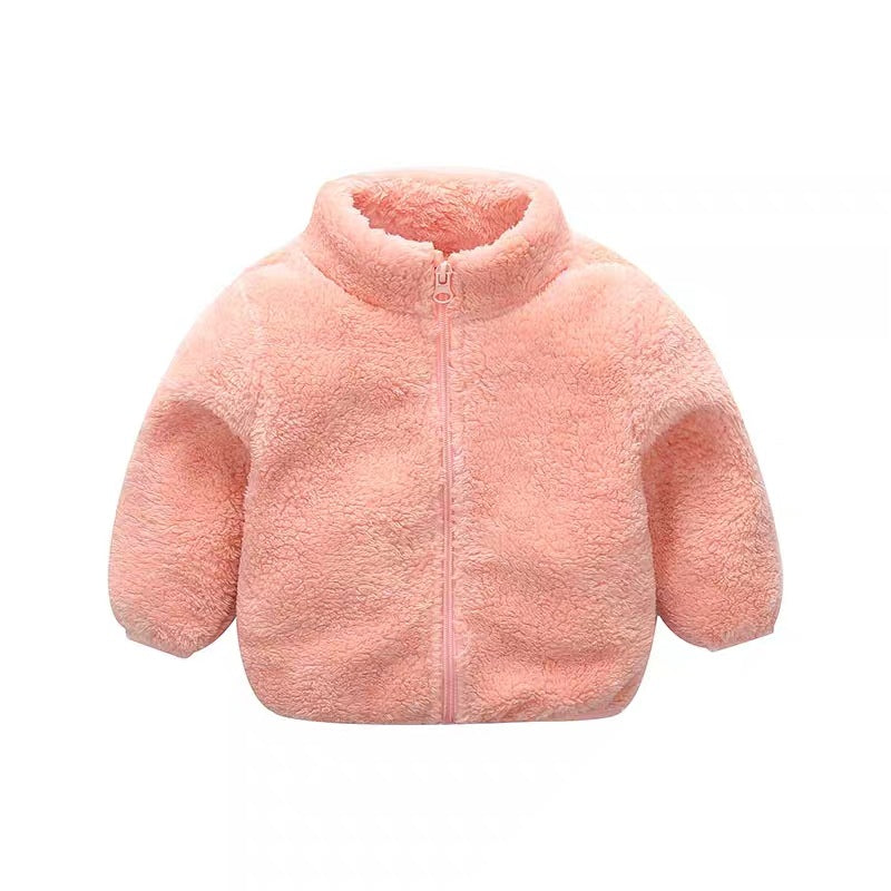 Foreign trade children's plush clothes autumn and winter 2024 children's clothing boys and girls baby sweater versatile fleece jacket warm clothes