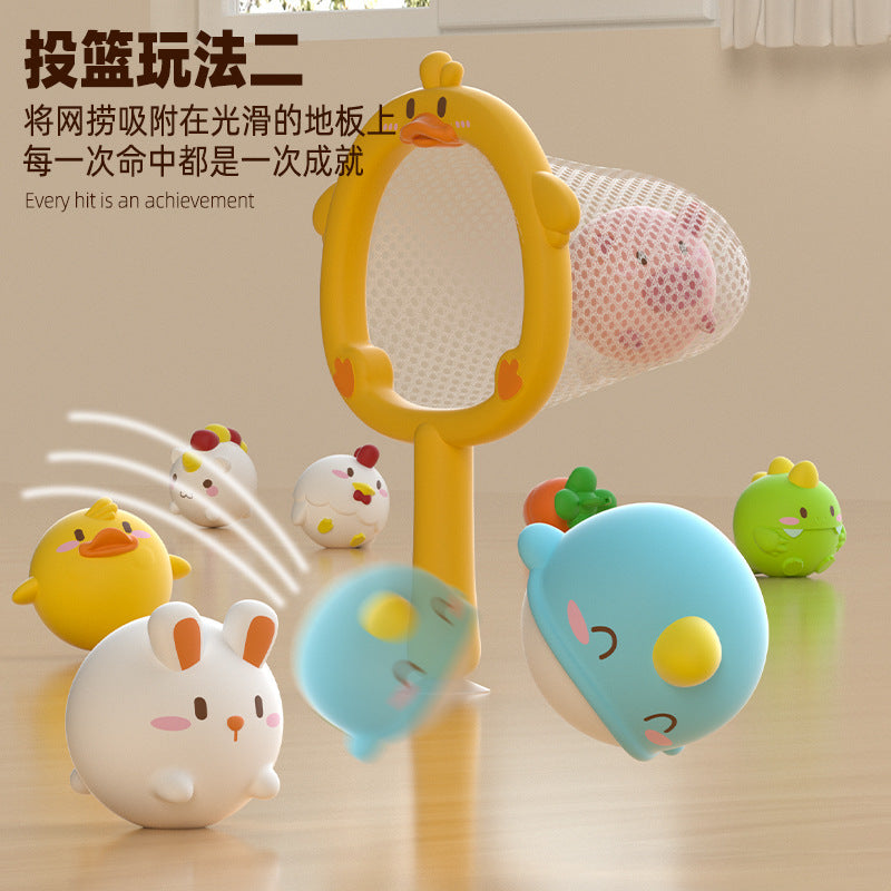Cross-border baby bath toys baby net fishing little yellow duck children's swimming bathroom water play light toys 0-3 years old