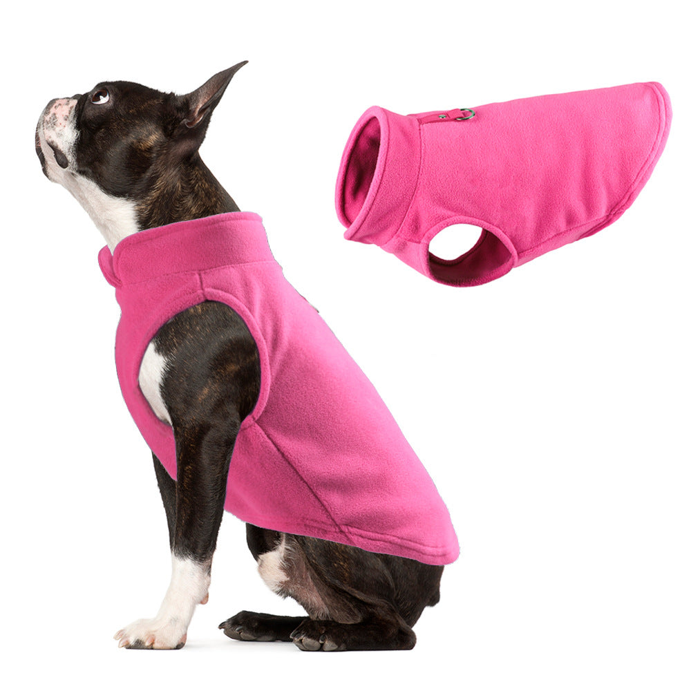 Pet clothes European and American Amazon cross-border thickened solid color polar fleece pet vest manufacturers spot dog clothes