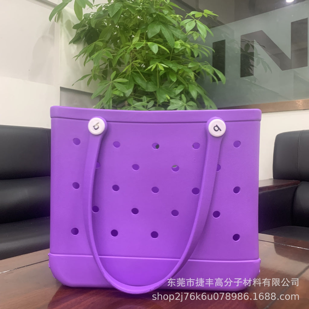 New supply EVA beach bag European and American fashion portable women's hole bag printed pet storage handbag