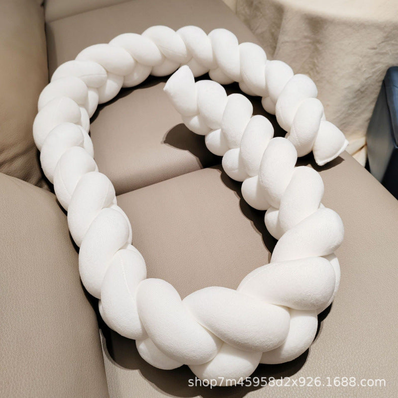 Baby crib surround ins new hand-woven long knotted ball three-strand braid anti-collision soft bag baby crib surround