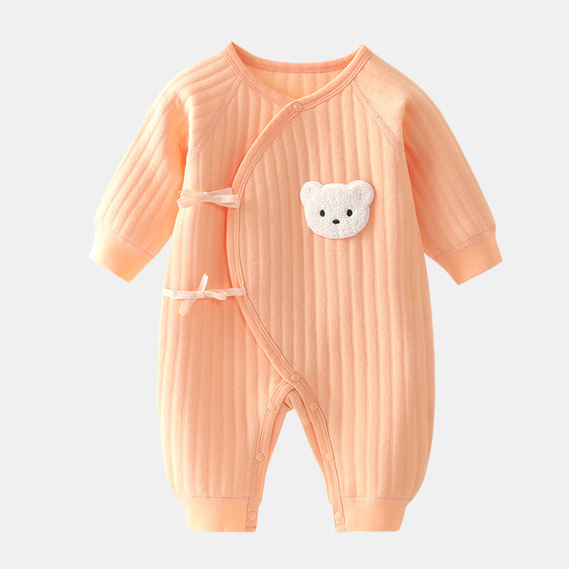 Newborn clothes autumn and winter butterfly clothes three-layer warm baby crawling clothes spring and autumn romper baby one-piece clothes year clothes
