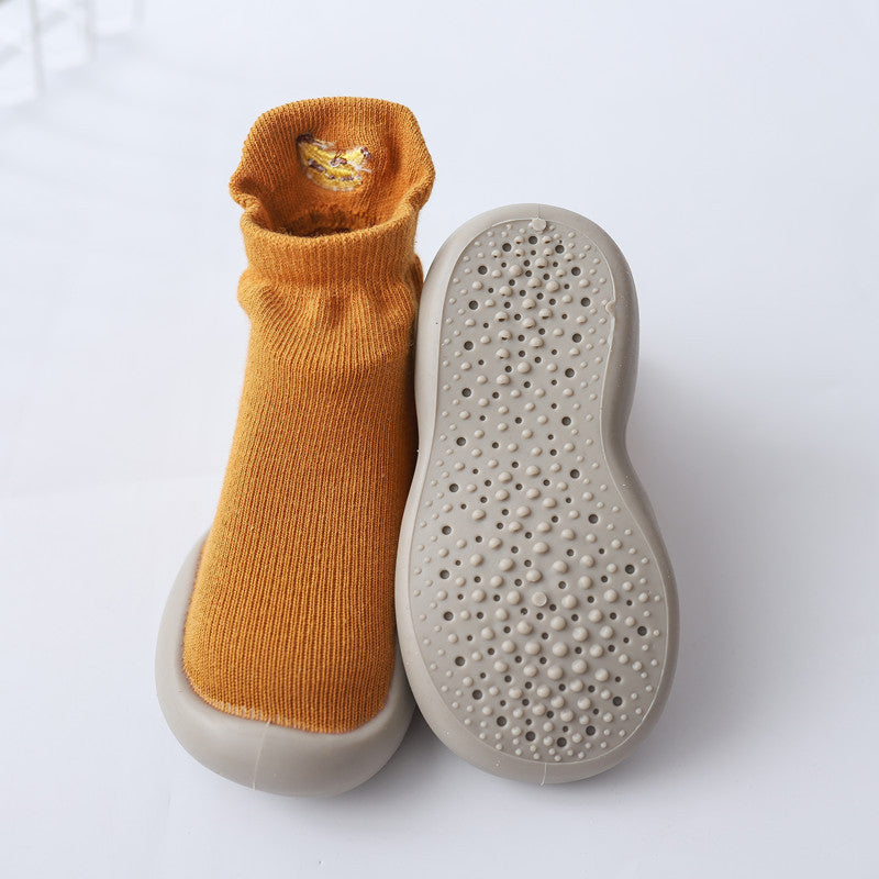 2023 Autumn New Soft Sole Baby Toddler Shoes Knitted Embroidered Baby Floor Socks Shoes Avocado Children's Socks